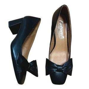 L’Intervalle Grasten Black Leather Pump Heels